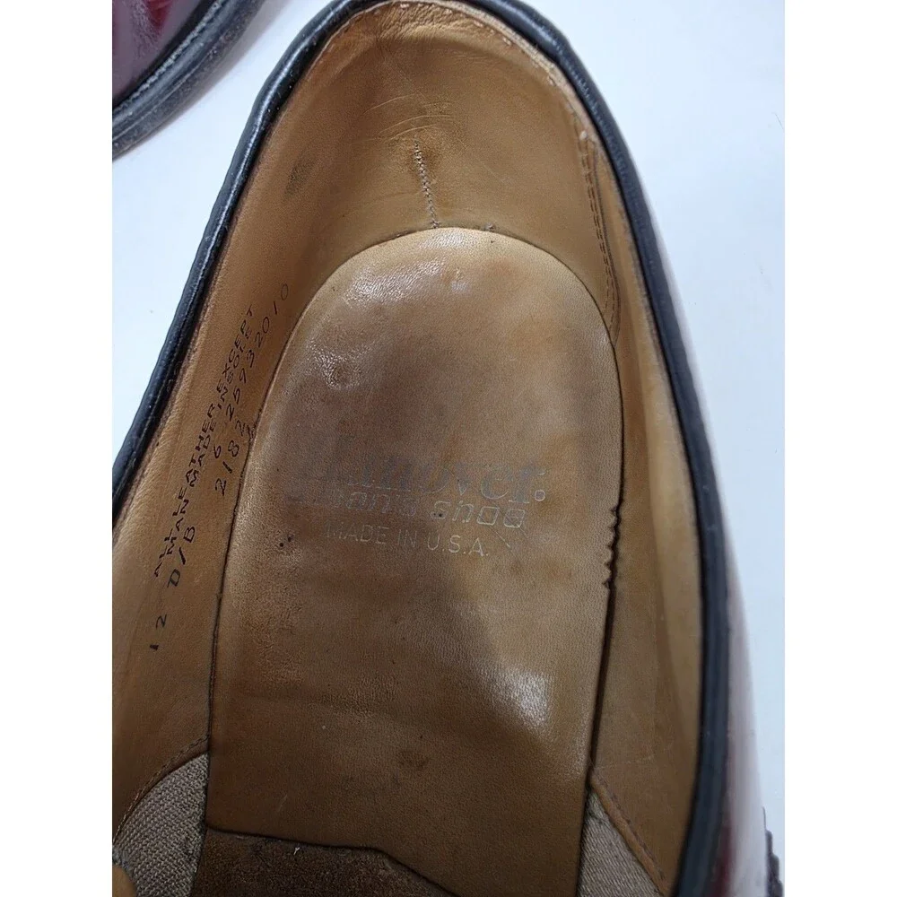 Hanover Shell Cordovan Mens Saddle Shoes 12 D/B Burgundy/Black Leather USA